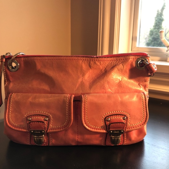 Coach Pink Poppy Hippie Distressed Leather Shoulder Bag - Picture 2 of 12